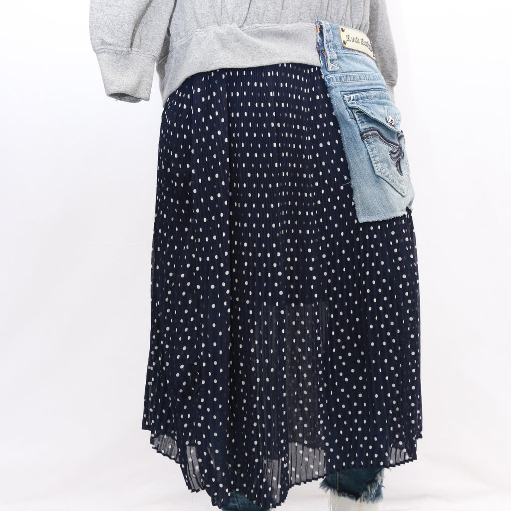 CR130 Reworked Ladies Full Length Dress Sweatshirts with Denim Pockets