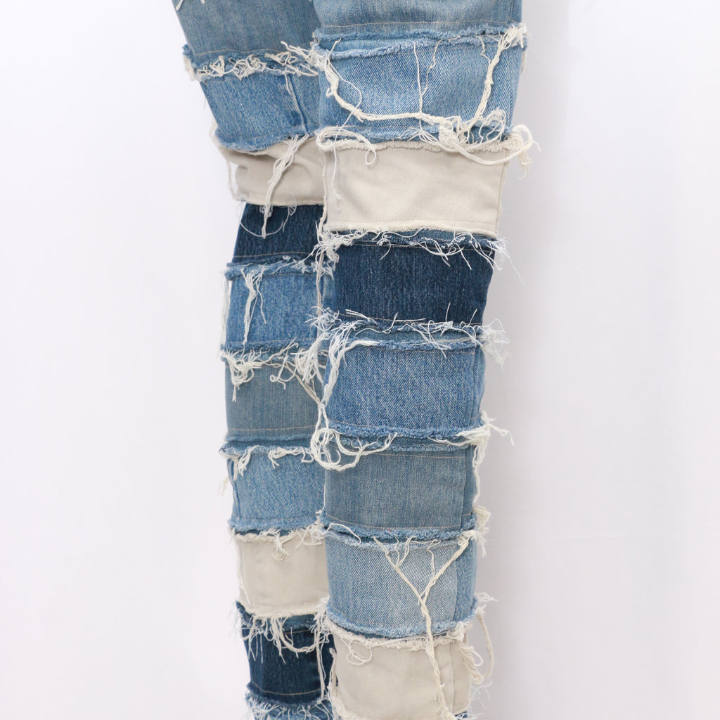 CR667 Reworked Patchwork Raweffect Denim Trouser