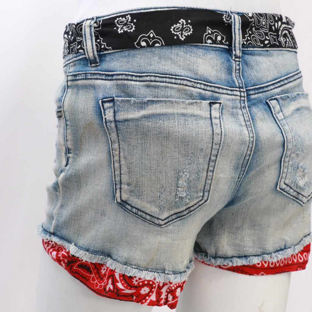 CR025 Reworked Shorts with Bandana Belt and Bottom Hem