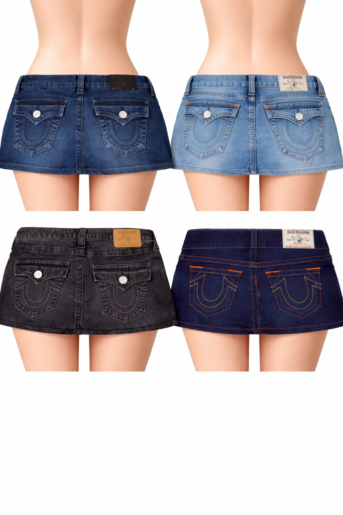 CR7103 Rework True Religion Mini Denim Skirt
