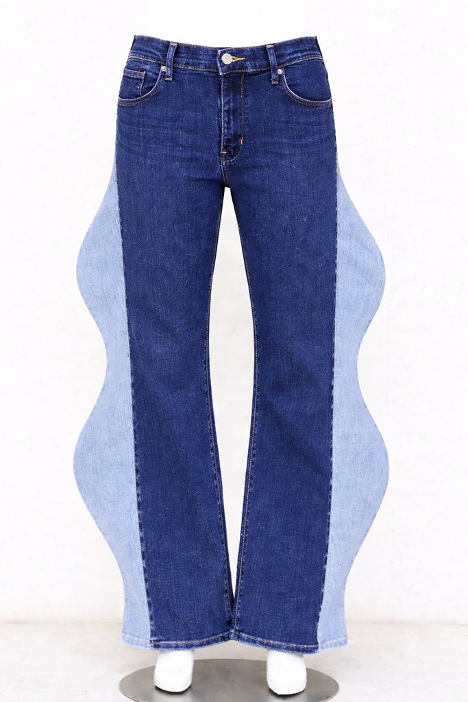 CR1286 Wave Panel Flare Jeans – Sculpted Rework Denim