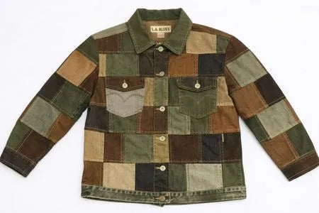 CR2011 Upcycled Checkboard Denim Jacket