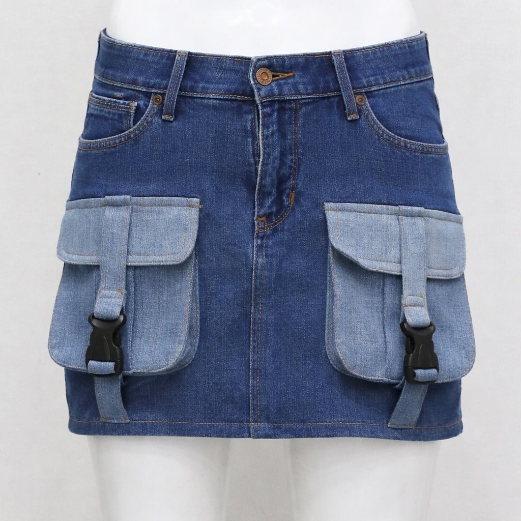 CR16 Utility Pocket Denim Mini Skirt – Cargo Style