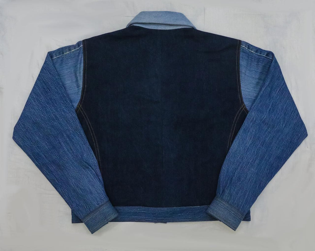 CR2264 UPCYCLED MIXED-FABRIC DENIM TRUCKER JACKET