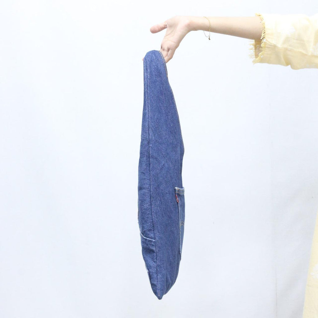 CR1031 Rework Denim Triangle Tote Bag – Upcycled Jeans Carry Bag