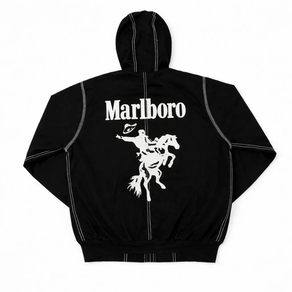 CR31 Rework Carhartt Denim Cowboy Graphic Zip Hoodie – Contrast Stitch Jacket