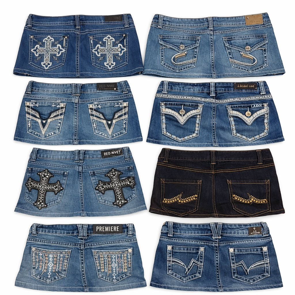 CR7330 Rework Y2K Denim Skirts