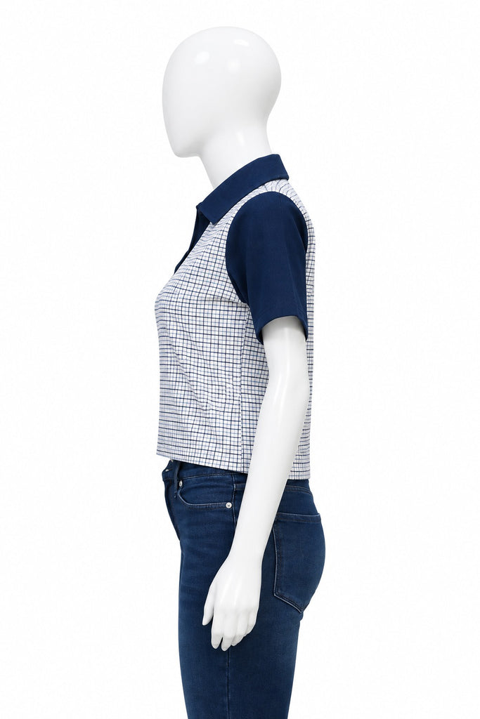 CR2298 UPCYCLED POLO CHECK PANEL SHIRT