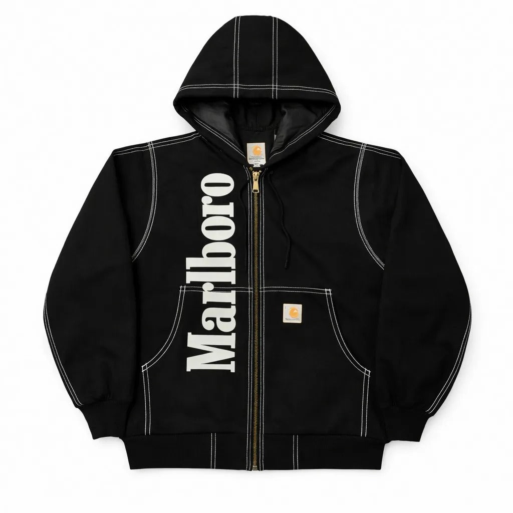 CR31 Rework Carhartt Denim Cowboy Graphic Zip Hoodie – Contrast Stitch Jacket