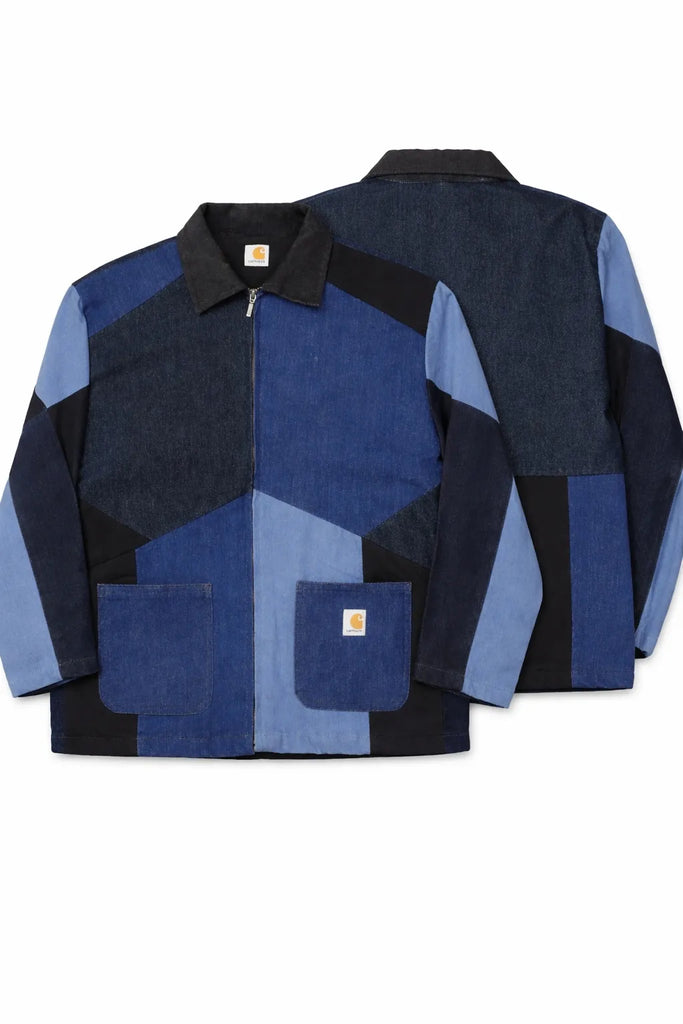 CR 1441 Upcycled Patchwork Denim Jacket – Multi Tone Panel Design