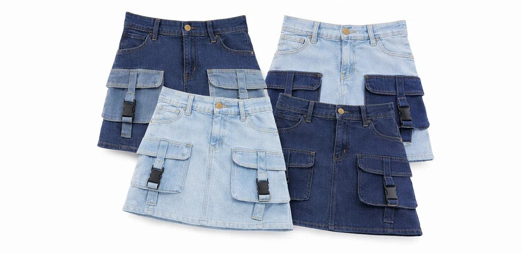 CR16 Utility Pocket Denim Mini Skirt – Cargo Style