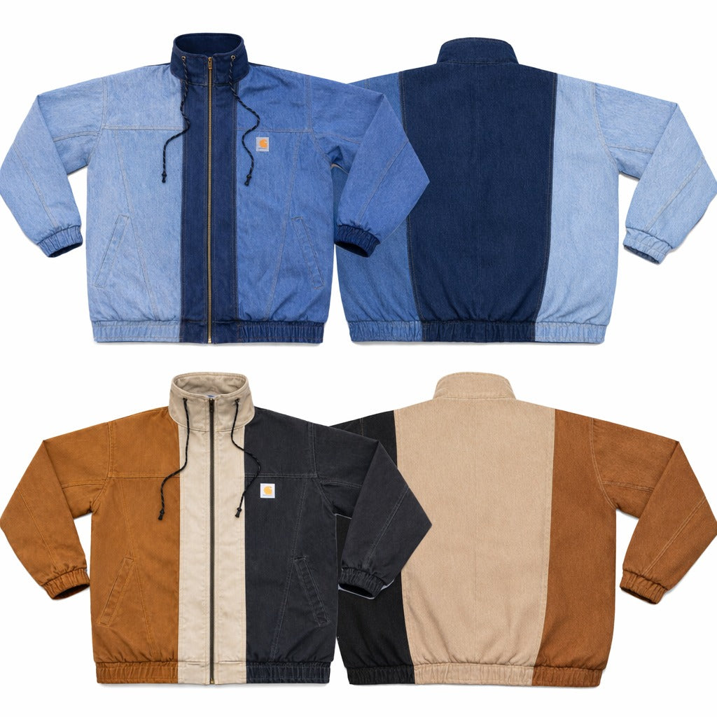 CR1397 Color Block Workwear Jacket – Panel Zip-Up Utility Coat (Unisex)