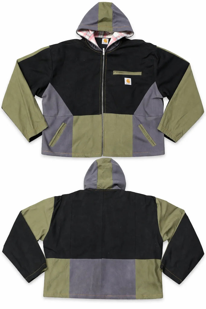 CR1453 Upcycled Color Block Hooded Jacket