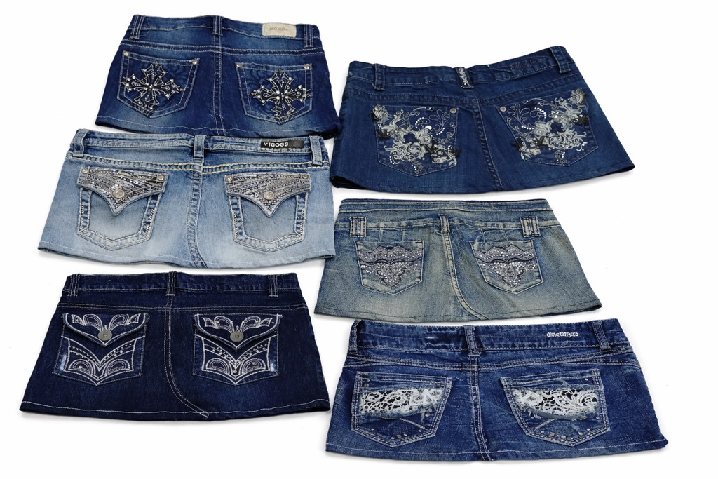 CR7287 Rework Y2K Mini Denim Skirts