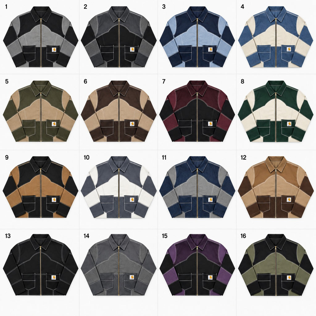 CR2281 UPCYCLED CARHARTT TWO-TONE PANEL ZIP JACKET