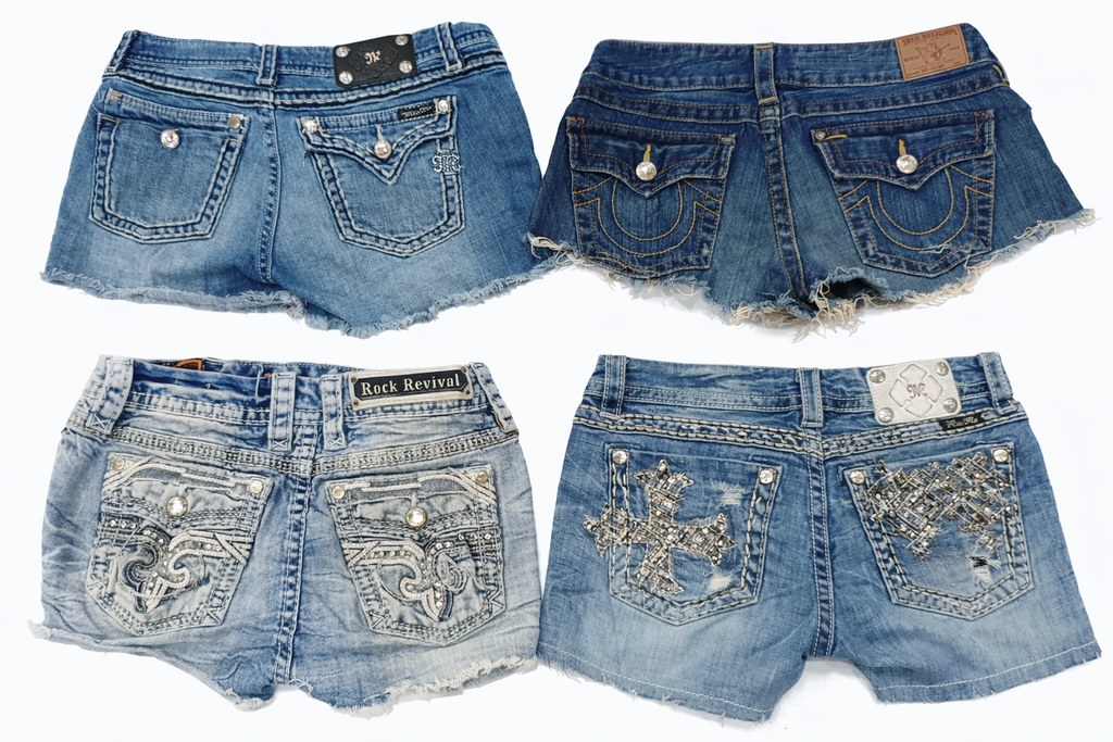 CR7110 Rework Mix Branded Denim Shorts