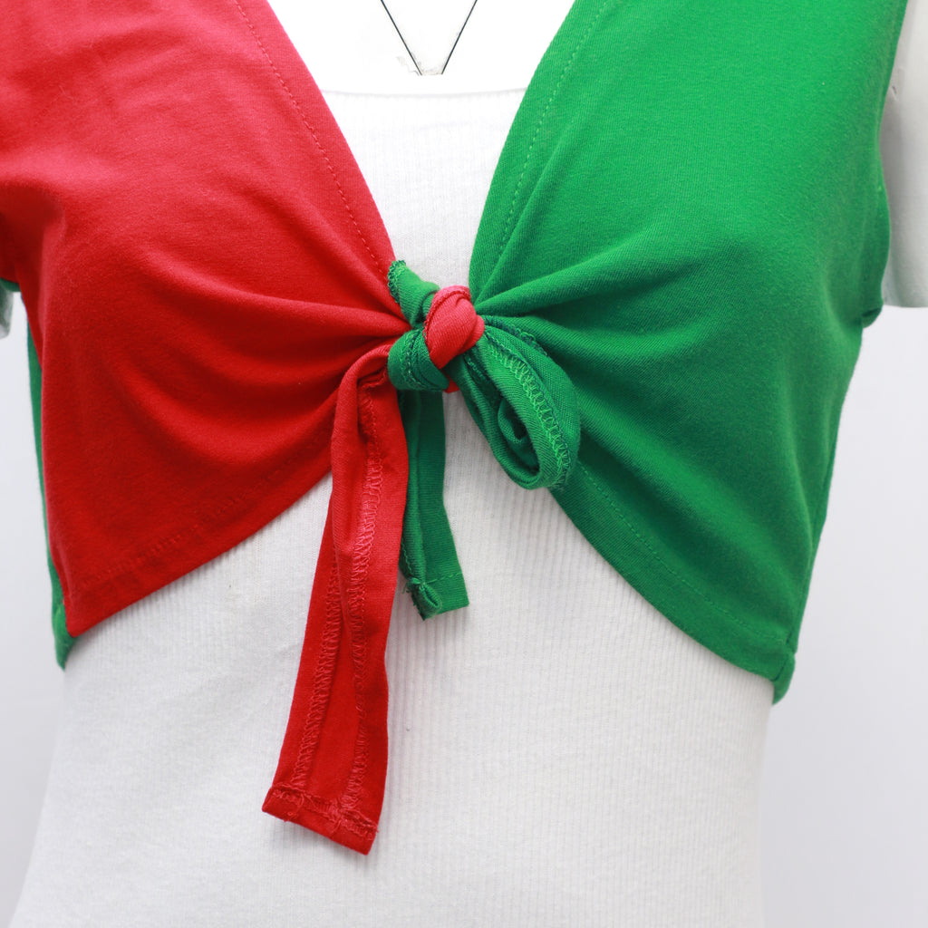 CR1049 Reworked Branded Two Tone Knotted Blouse