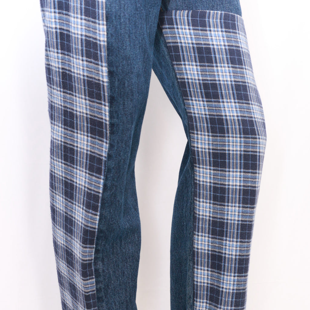 CR010 Reworked Checkered Denim Pants for Men