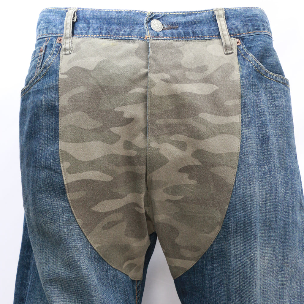 CR989 Reworked Men's Denim Jeans with Camo Fly and Cargo Pockets