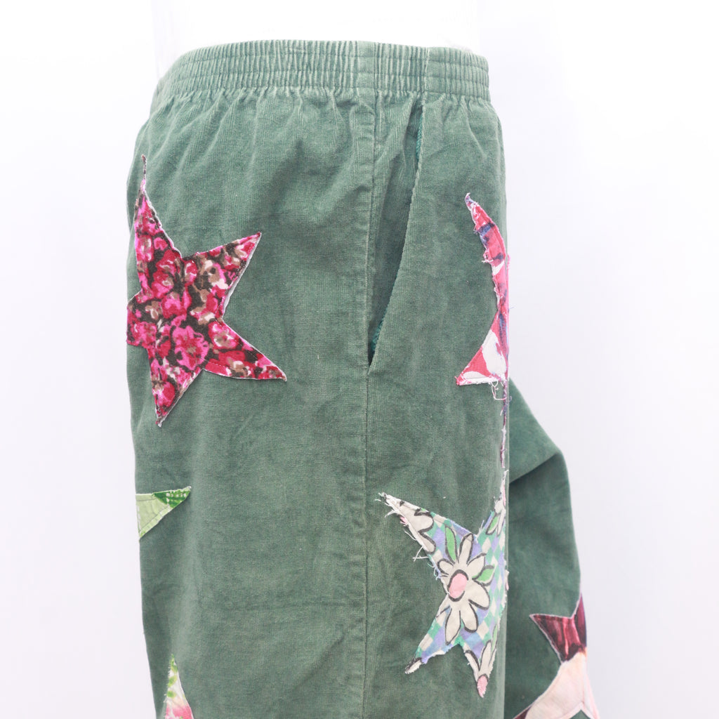 CR816 Reworked Ladies Cordroy Star Patch Pant