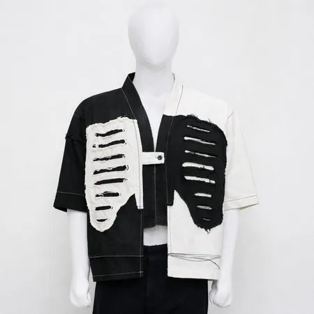 CR-1200 Reworked Ribcage Split-Tone Distressed Shirt Jacket