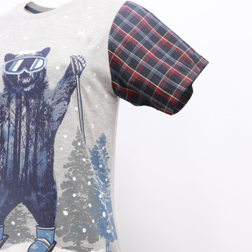 CR202 Reworked Men's Contrast Woven Sleeves Printed Tees