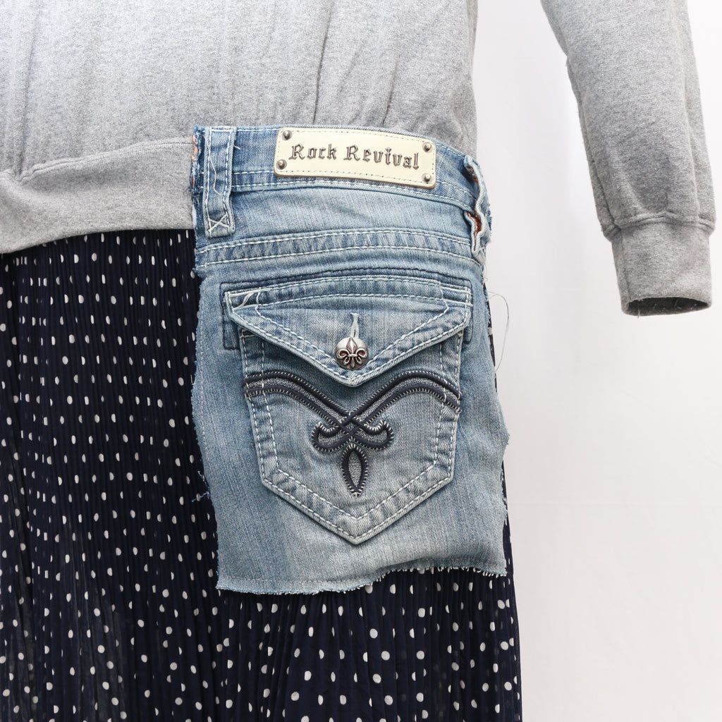 CR130 Reworked Ladies Full Length Dress Sweatshirts with Denim Pockets