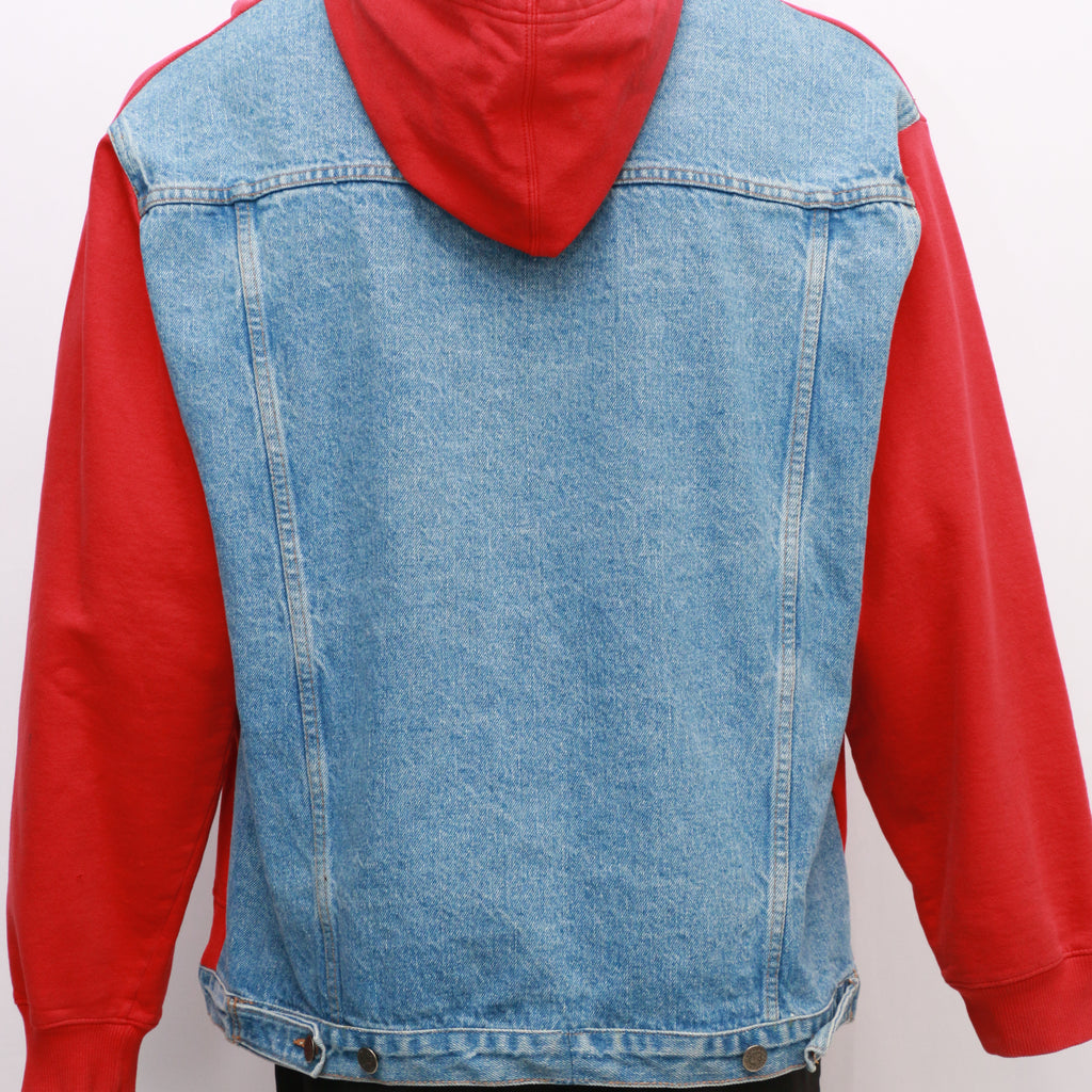 CR1038 Men Reworked Red Hood With Denim Back