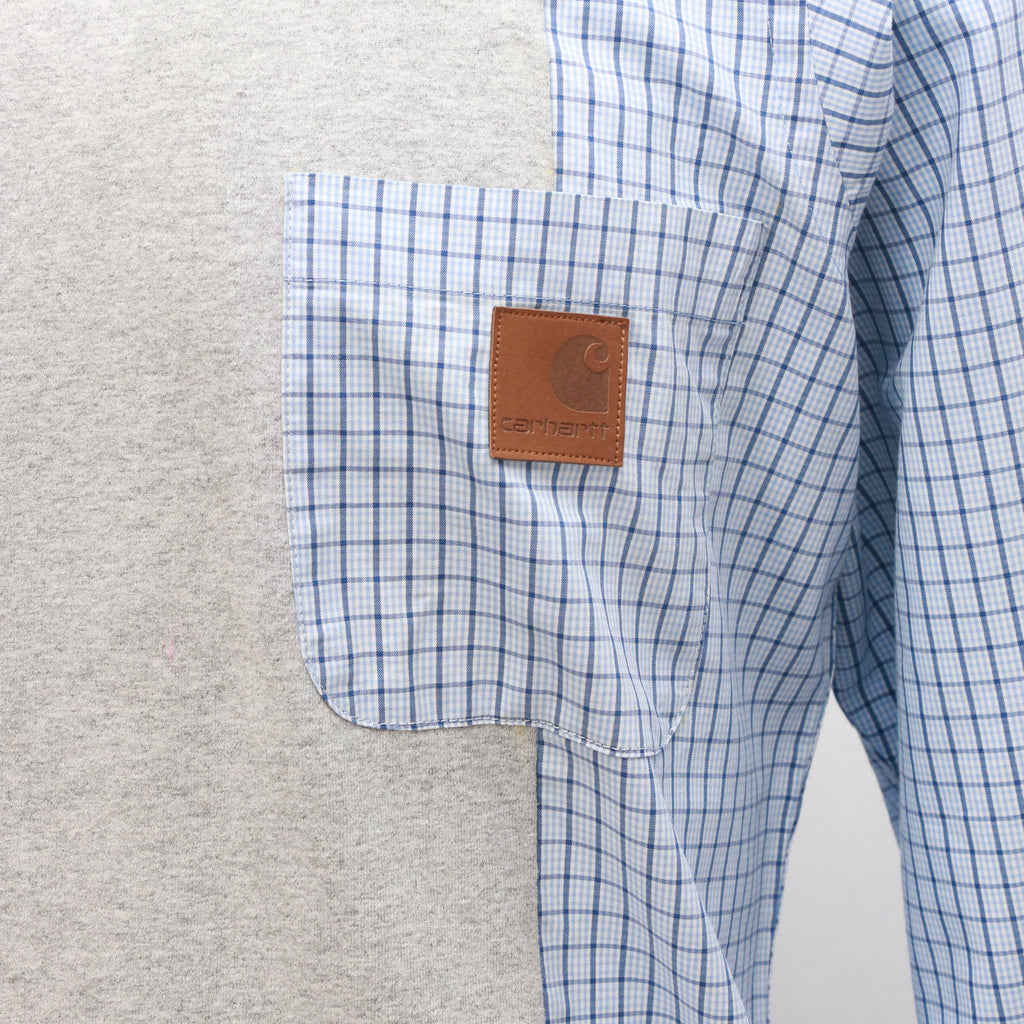 CR328 Men Reworked Carhartt Henley With Check Print