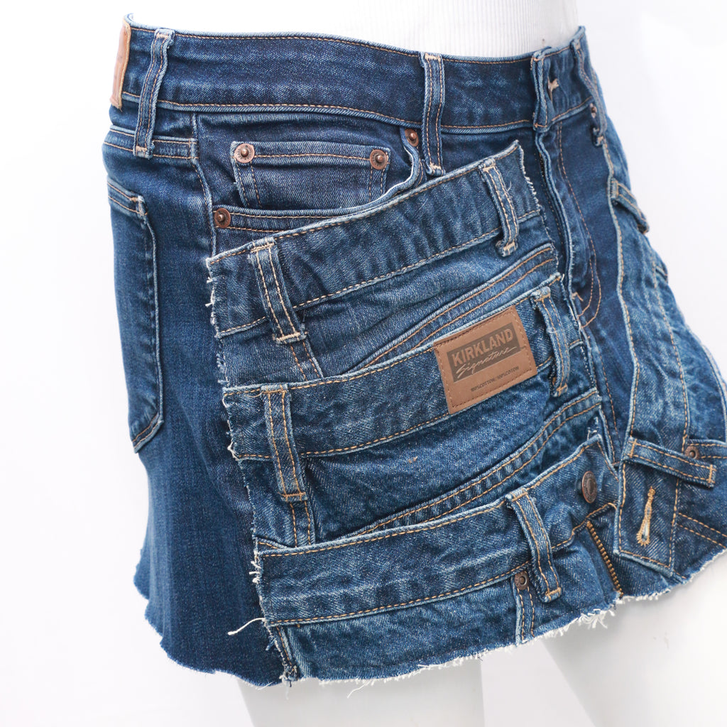 CR634 Reworked Denim Blouse and Mini Skirt Set