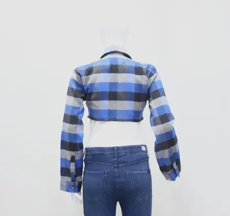 CR1114 Upcycled Cropped Flannel Jacket