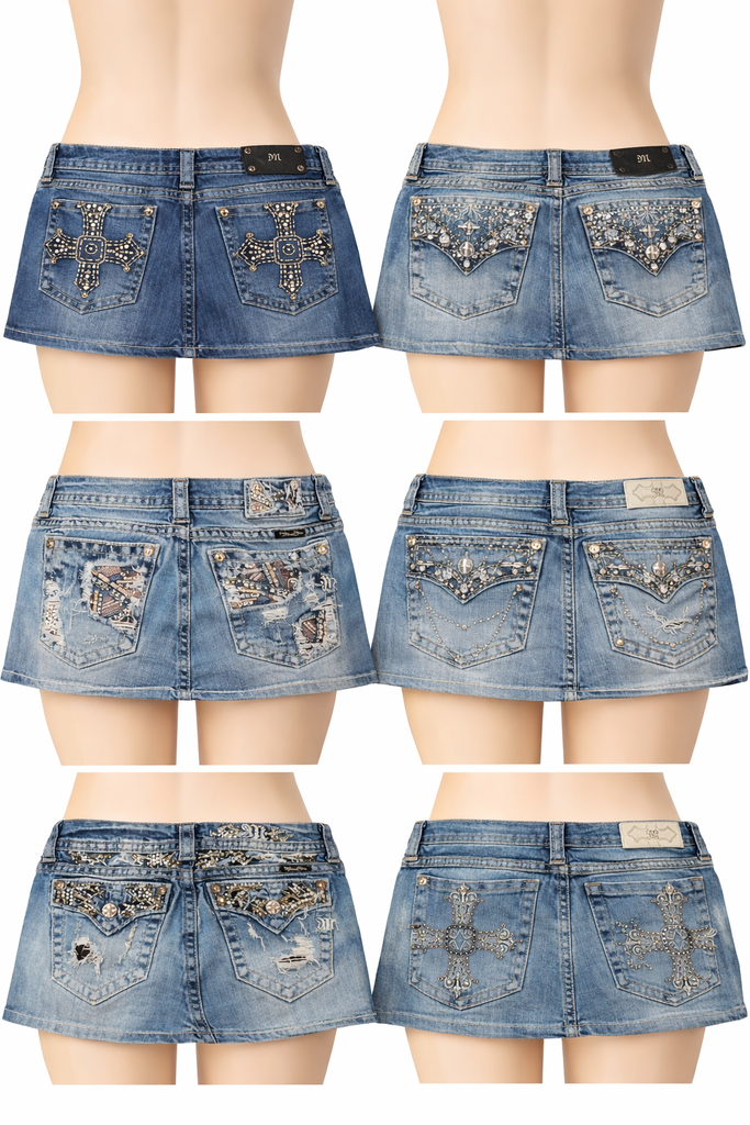 CR7097 Rework Miss Me Mini Denim Skirts