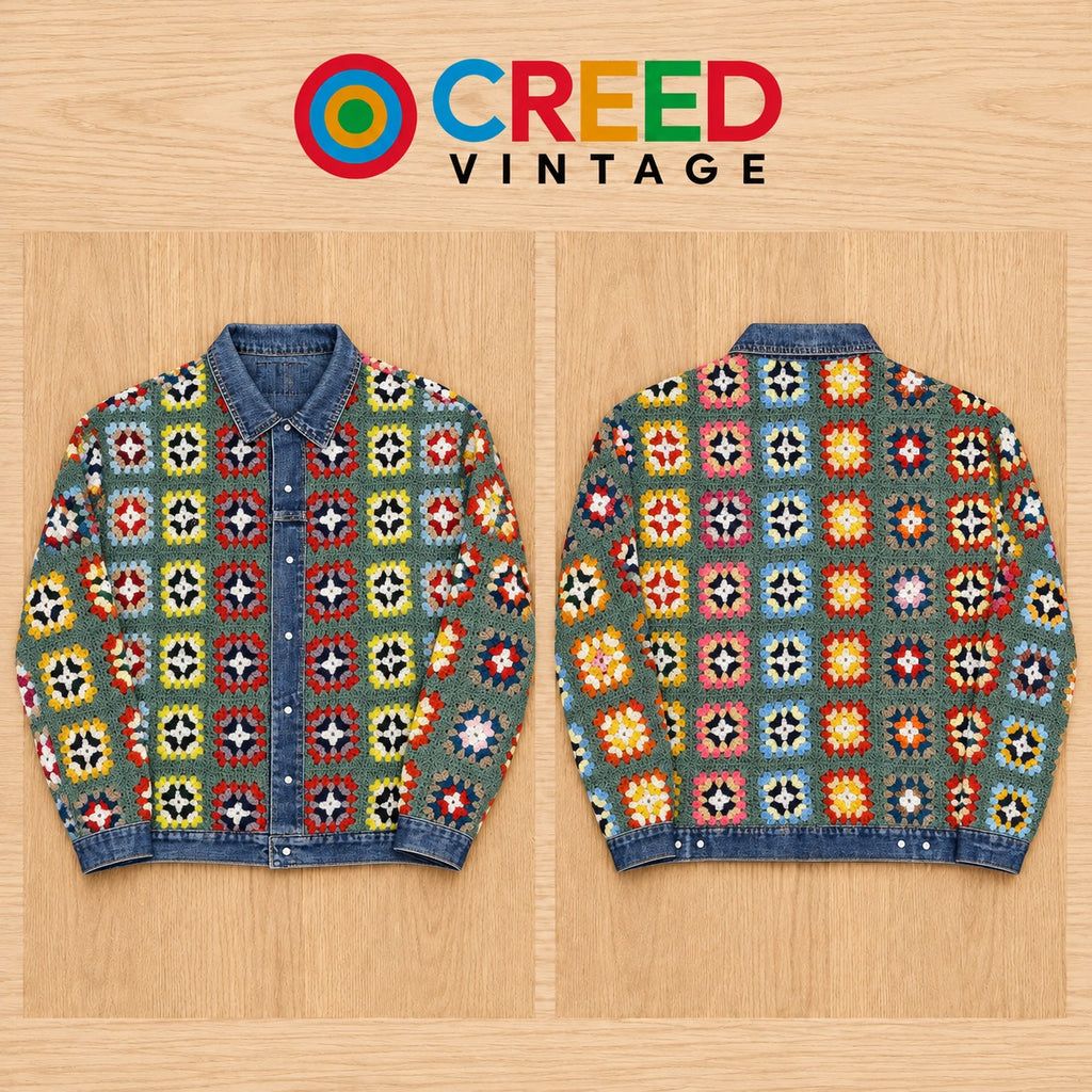 CR2296 UPCYCLED CROCHET & DENIM JACKET