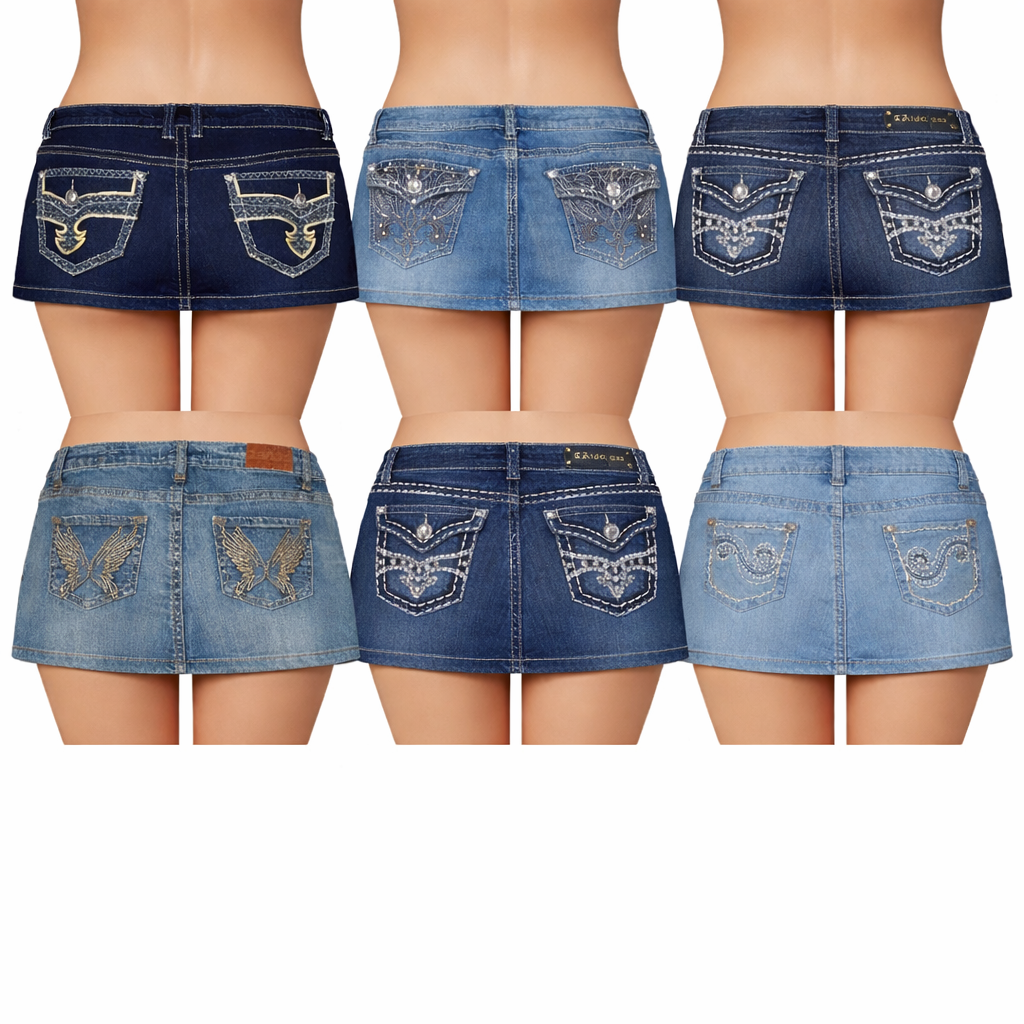 CR7256 Rework Y2K Mini Denim Skirts