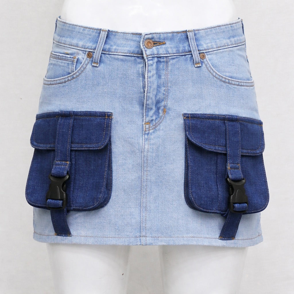 CR16 Utility Pocket Denim Mini Skirt – Cargo Style