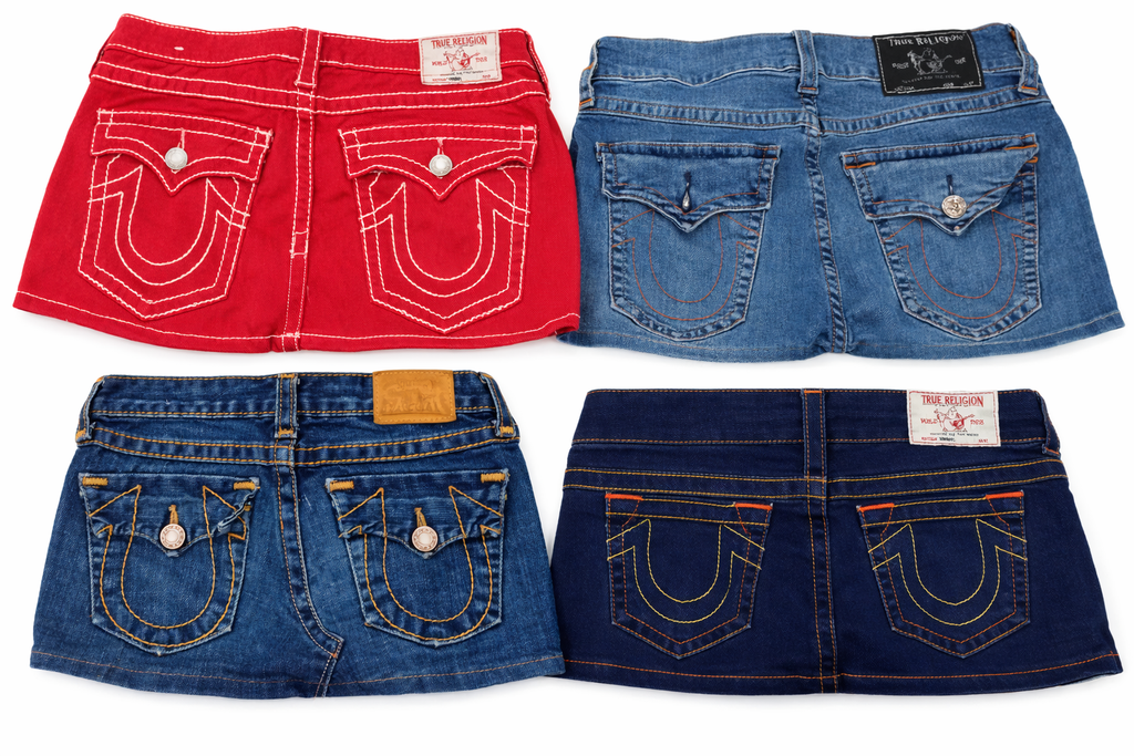 CR7104 Rework True Religion Mini Denim Skirts