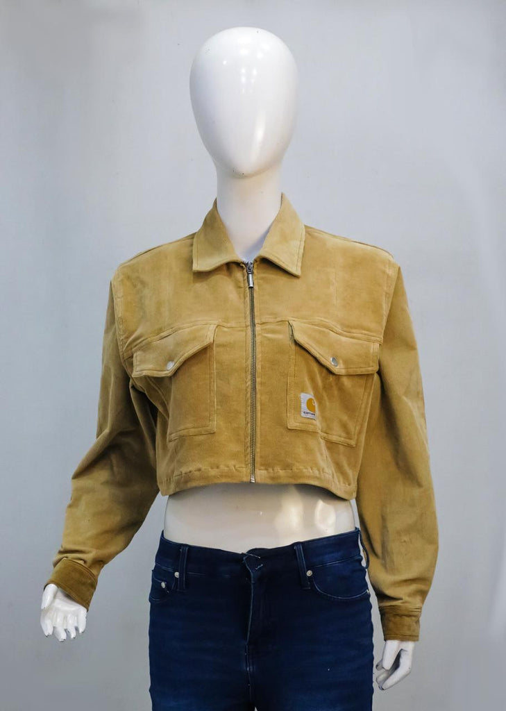 CR2266 UPCYCLED CARHARTT TWO-TONE CORDUROY CROP JACKET