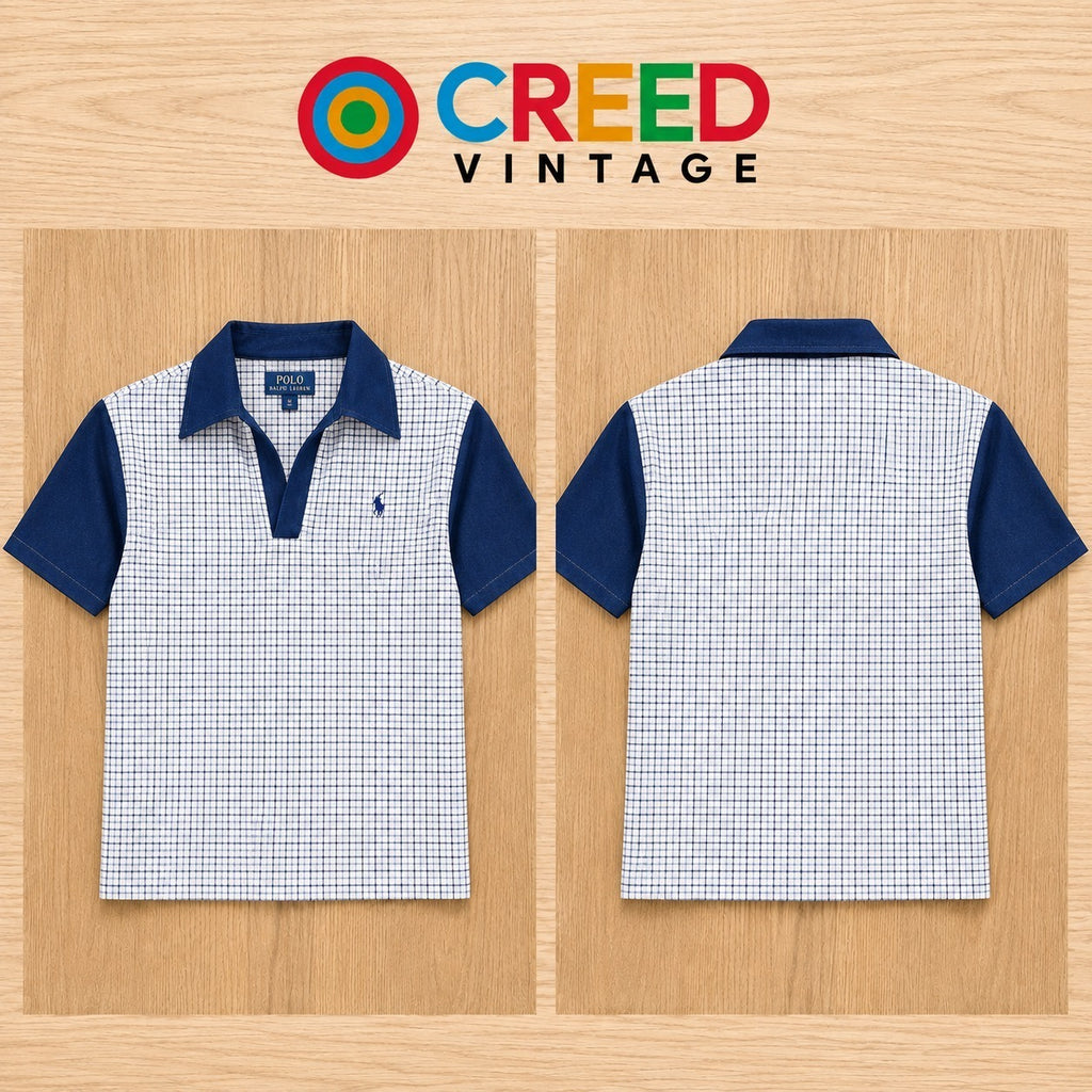 CR2298 UPCYCLED POLO CHECK PANEL SHIRT