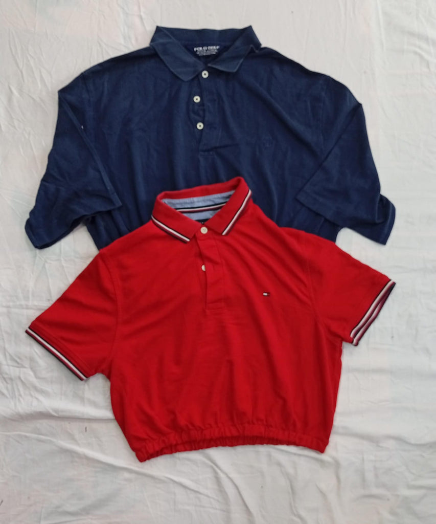 CR12529 Upcycled Mix-Branded Cropped Shirts