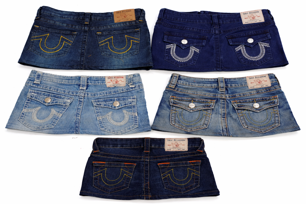 CR7251 Rework Ture Religion Mini Denim Skirts