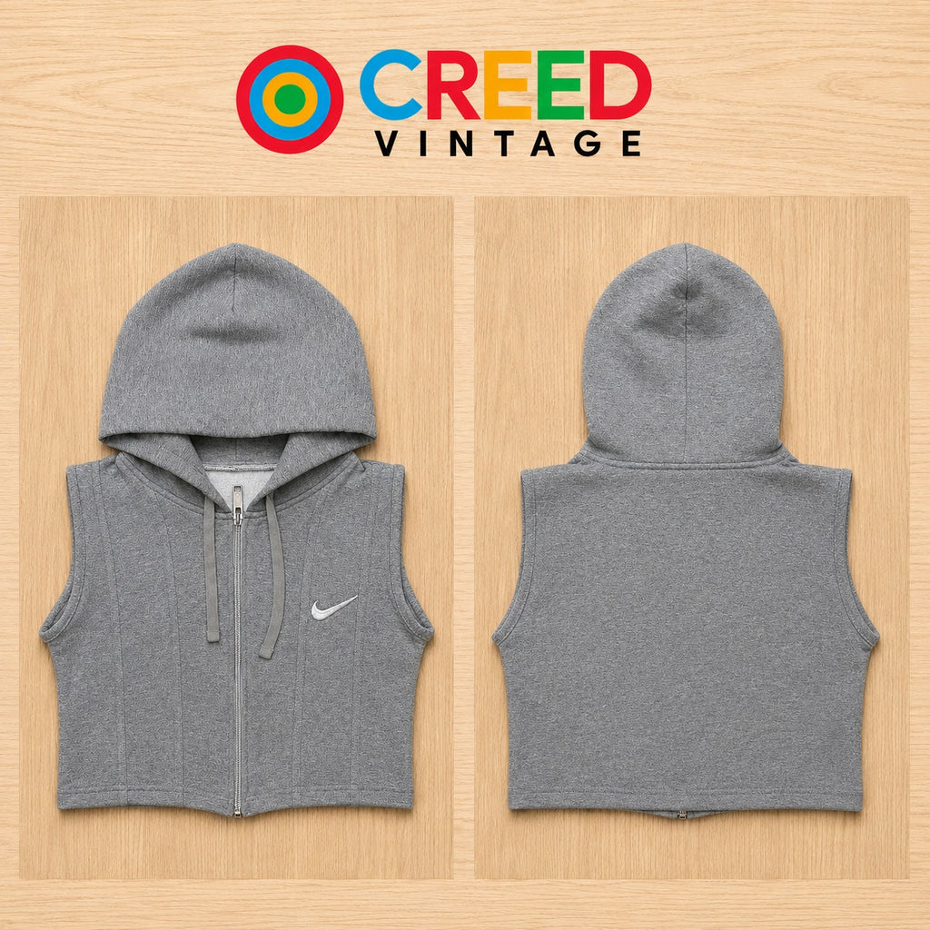 CR2204 UPCYCLED NIKE CORSET CROP HOODIE VEST