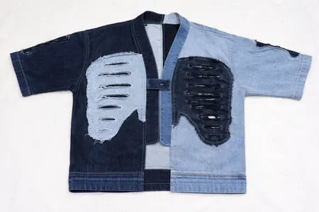 CR1200 Upcycled Split-Tone Distressed Shirt Jacket