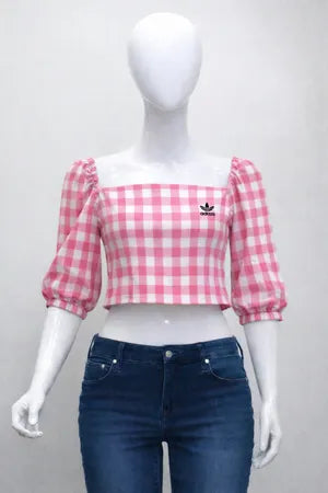 CR1350 Rework Square Neck Puff Sleeve Crop Tops