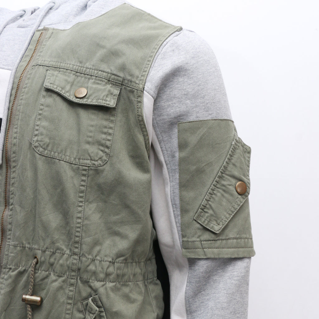CR1039 Reworked Branded Contrast Side Panel Hoodie Jackets