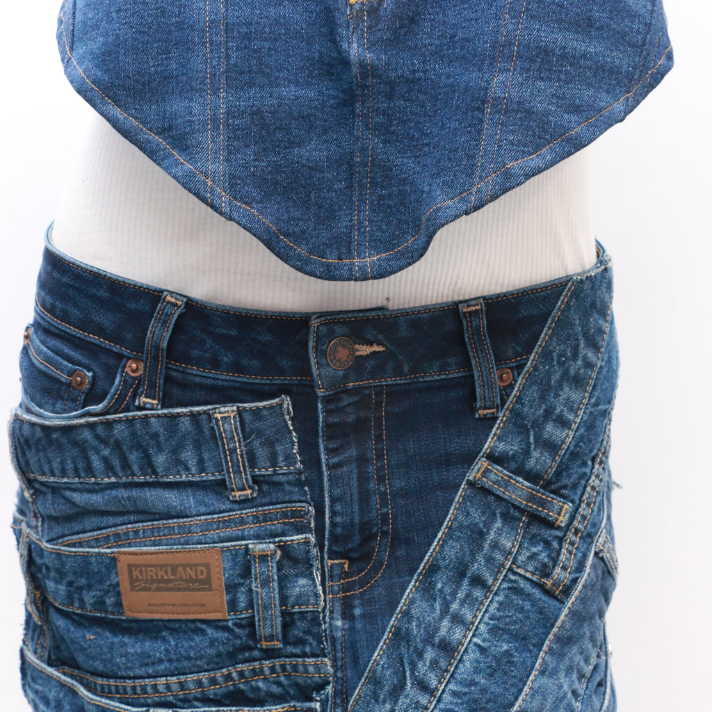 CR634 Reworked Denim Blouse and Mini Skirt Set