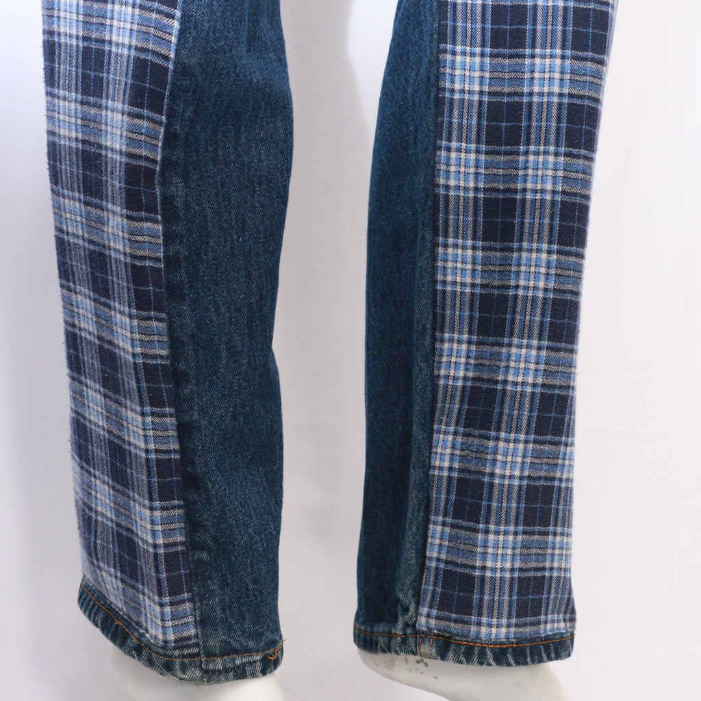 CR010 Reworked Checkered Denim Pants for Men