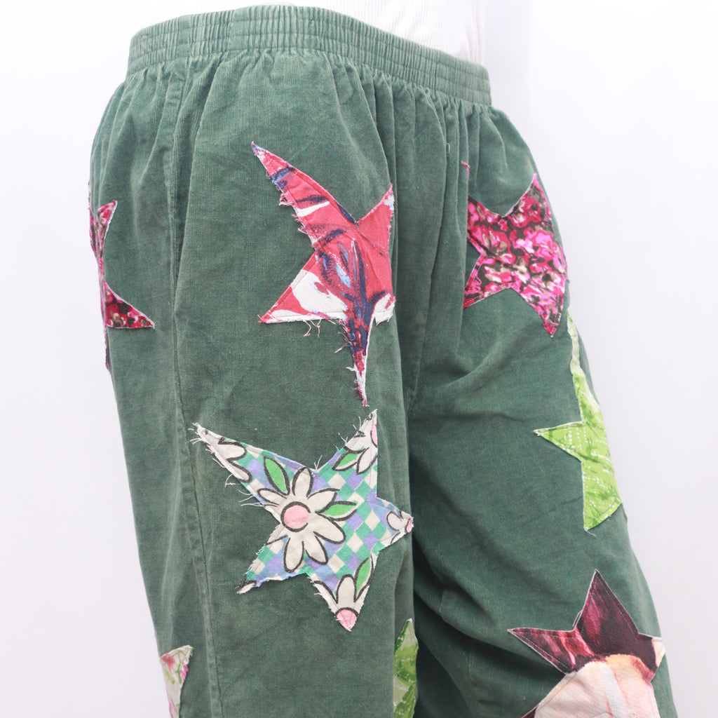 CR816 Reworked Ladies Cordroy Star Patch Pant