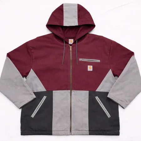 CR1072 Upcycled Carhartt Colour-Block Hooded Jacket