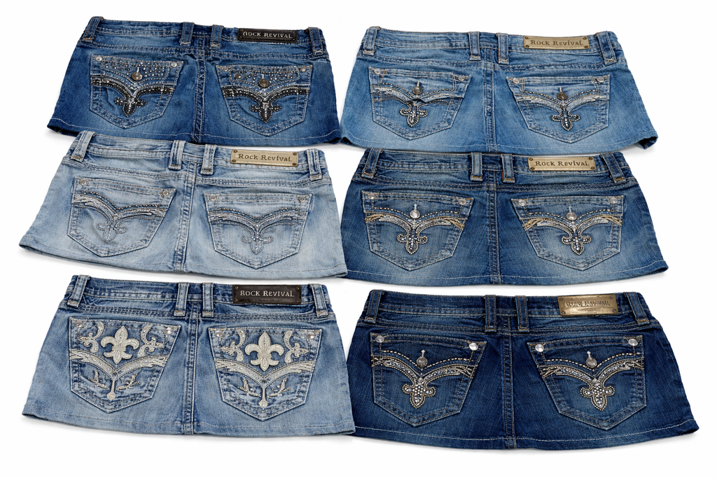 CR7246 Reward Rock Revival Mini Denim Skirts