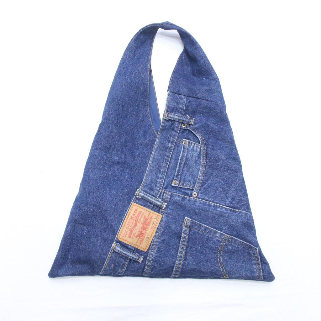 CR1031 Rework Denim Triangle Tote Bag – Upcycled Jeans Carry Bag